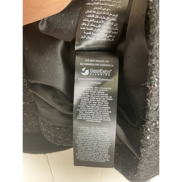 Self Portrait Black Glitter Tweed‎ Cropped Jacket Embellished Buttons - Picture 11 of 11